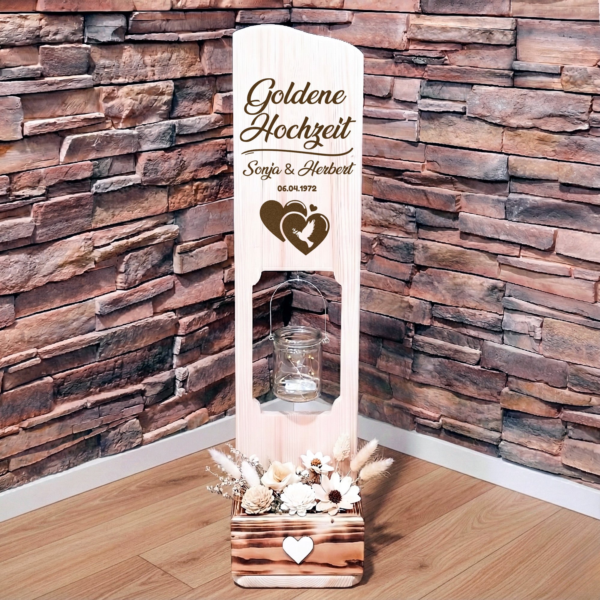 Holz Deko Schild – Goldene Hochzeit | Personalisierbar