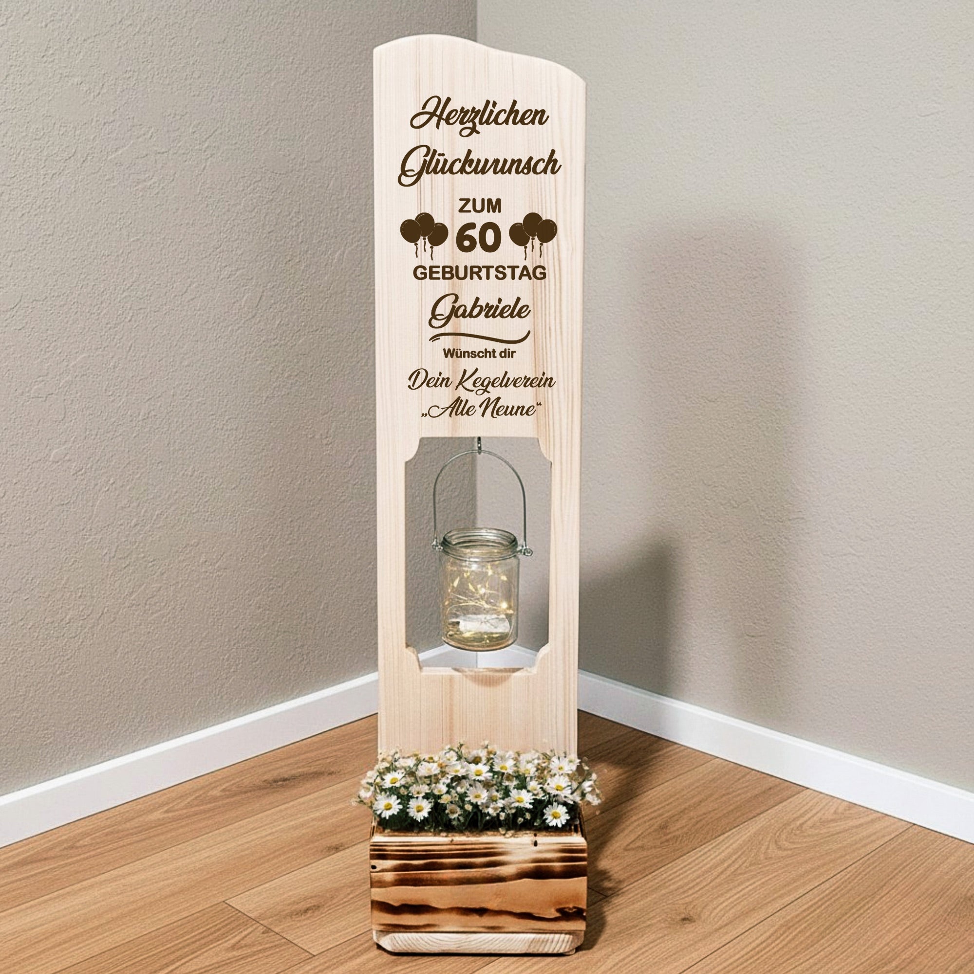 Holz Deko Schild – Geburtstagsgeschenk mit Wunschzahl, Gravur & persönlicher Widmung