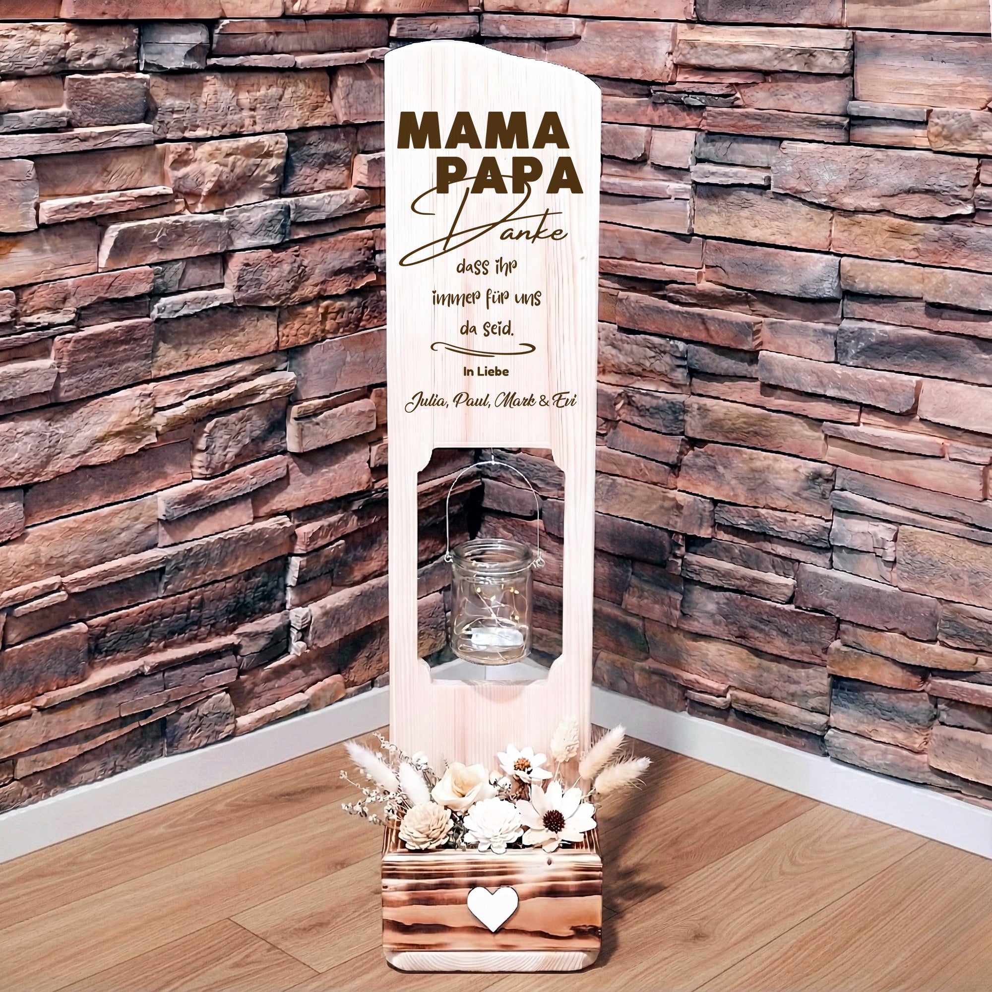 Holz Deko Schild - Mama und Papa Geschenk mit personalisierung