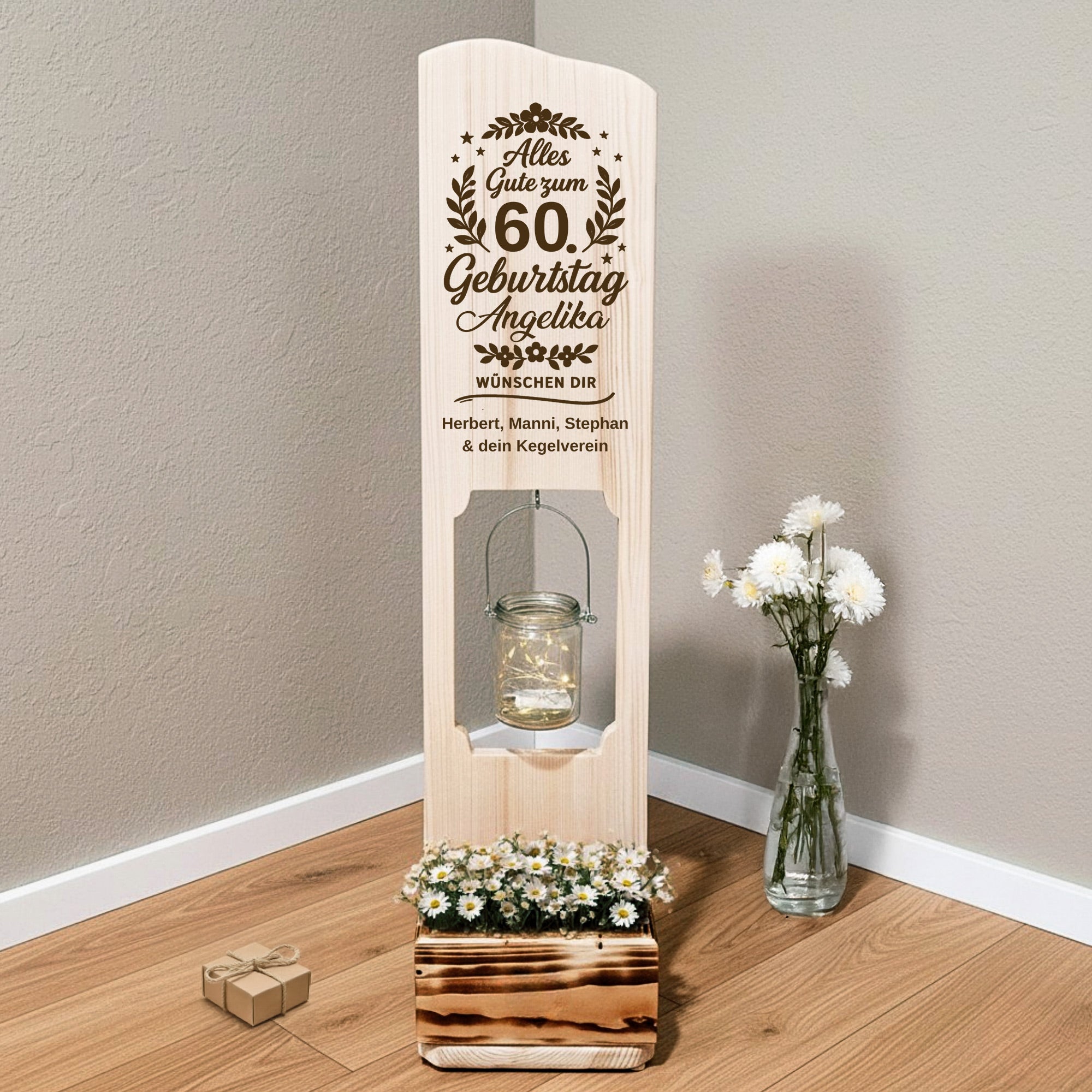 Holz Deko Schild – Geburtstagsgeschenk mit Wunschzahl, Name & persönlicher Gravur Geburtstagsgeschenk