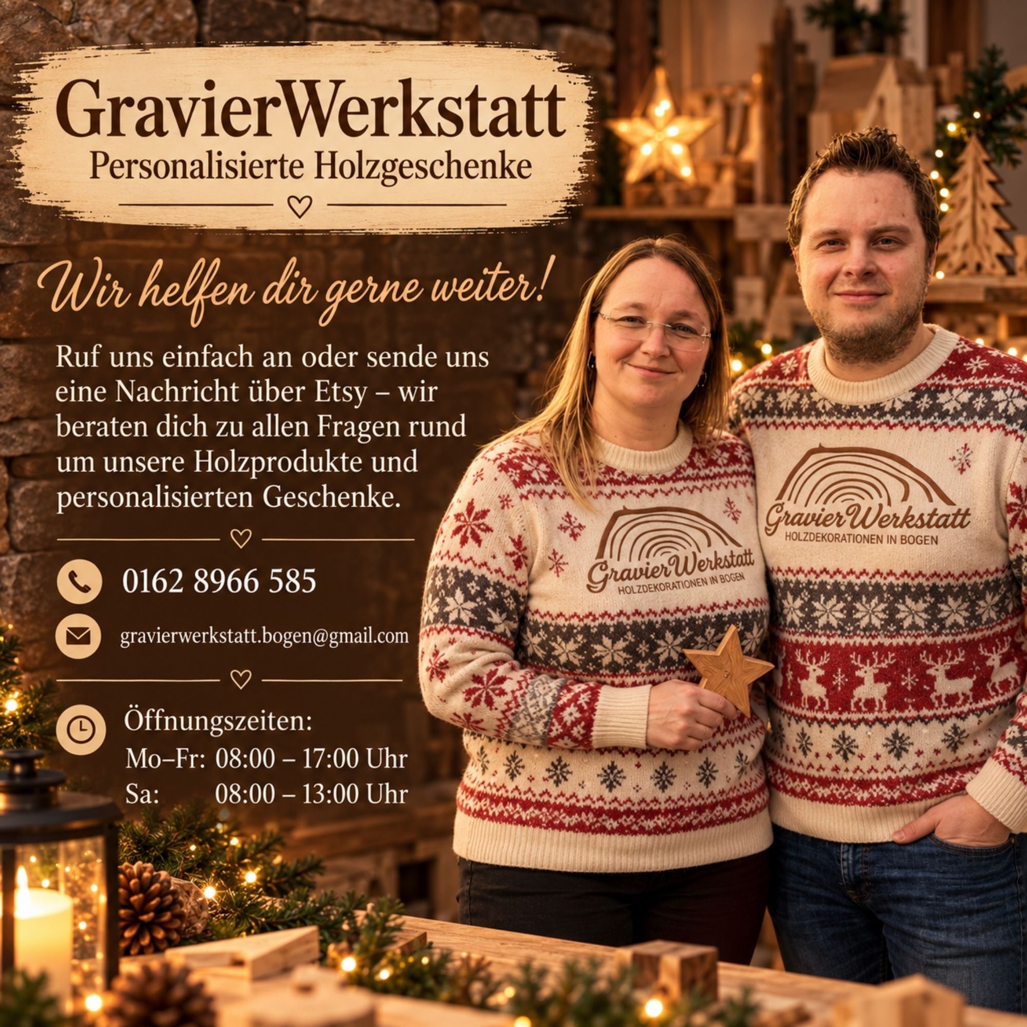 Adventsaufsteller aus Holz mit 4 LED-Kerzen – Limitierte Edition 2026