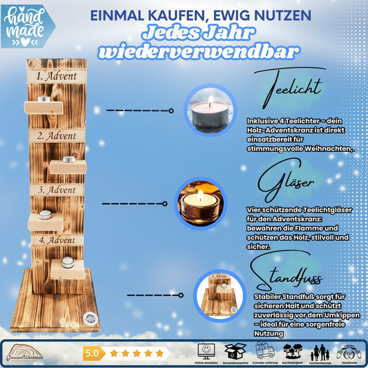 Die letzten 50 Stück gehen im super SALE raus für 19,90 Holzschild Adventskranz mit 4 LED Kerzen | Adventsgesteck, Adventskranz aus Holz