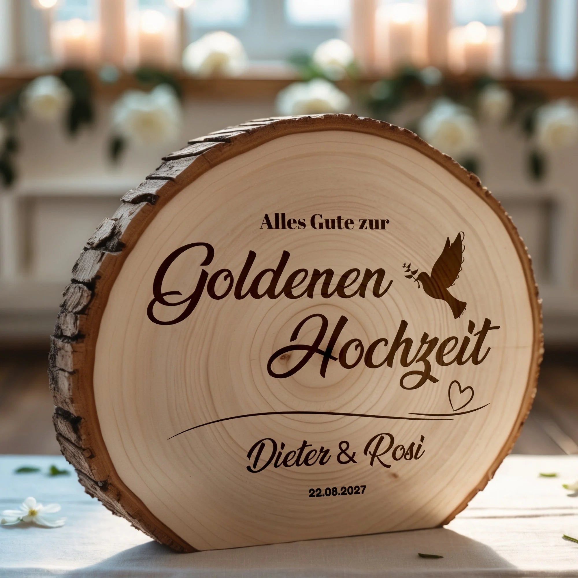 Baumscheibe – Personalisiert mit Namen & Datum – Alles Gute zur Goldenen Hochzeit