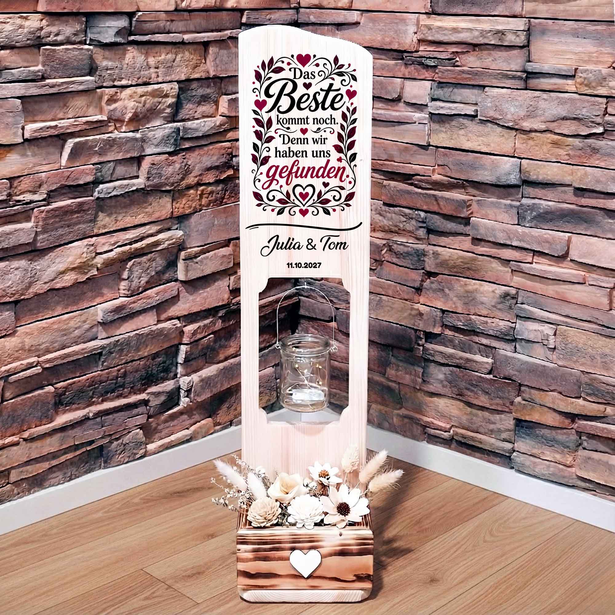 Holz Deko Schild Hochzeit farbig personalisiert – Das Beste kommt noch