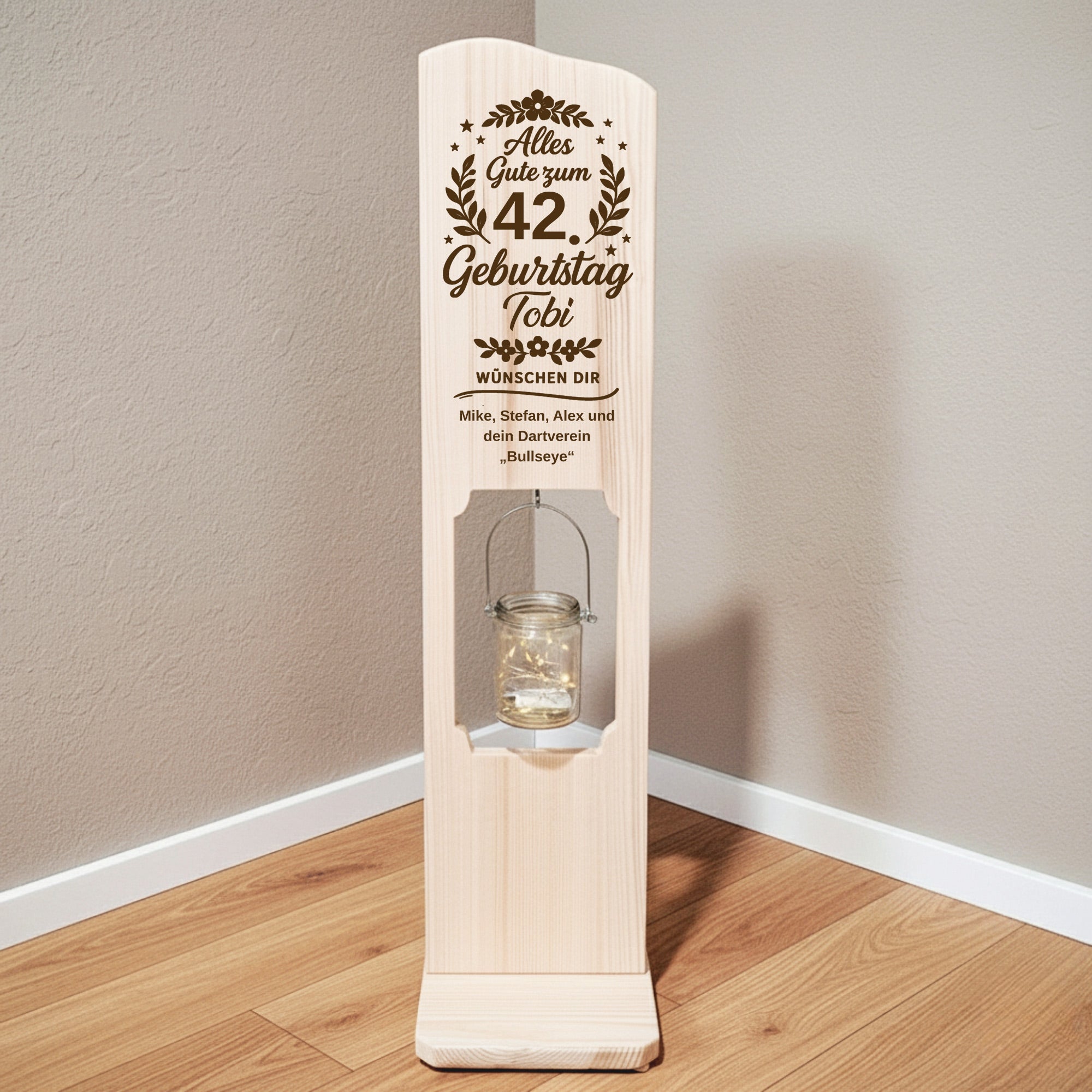 Holz Deko Schild – Geburtstagsgeschenk mit Wunschzahl, Name & persönlicher Gravur Geburtstagsgeschenk
