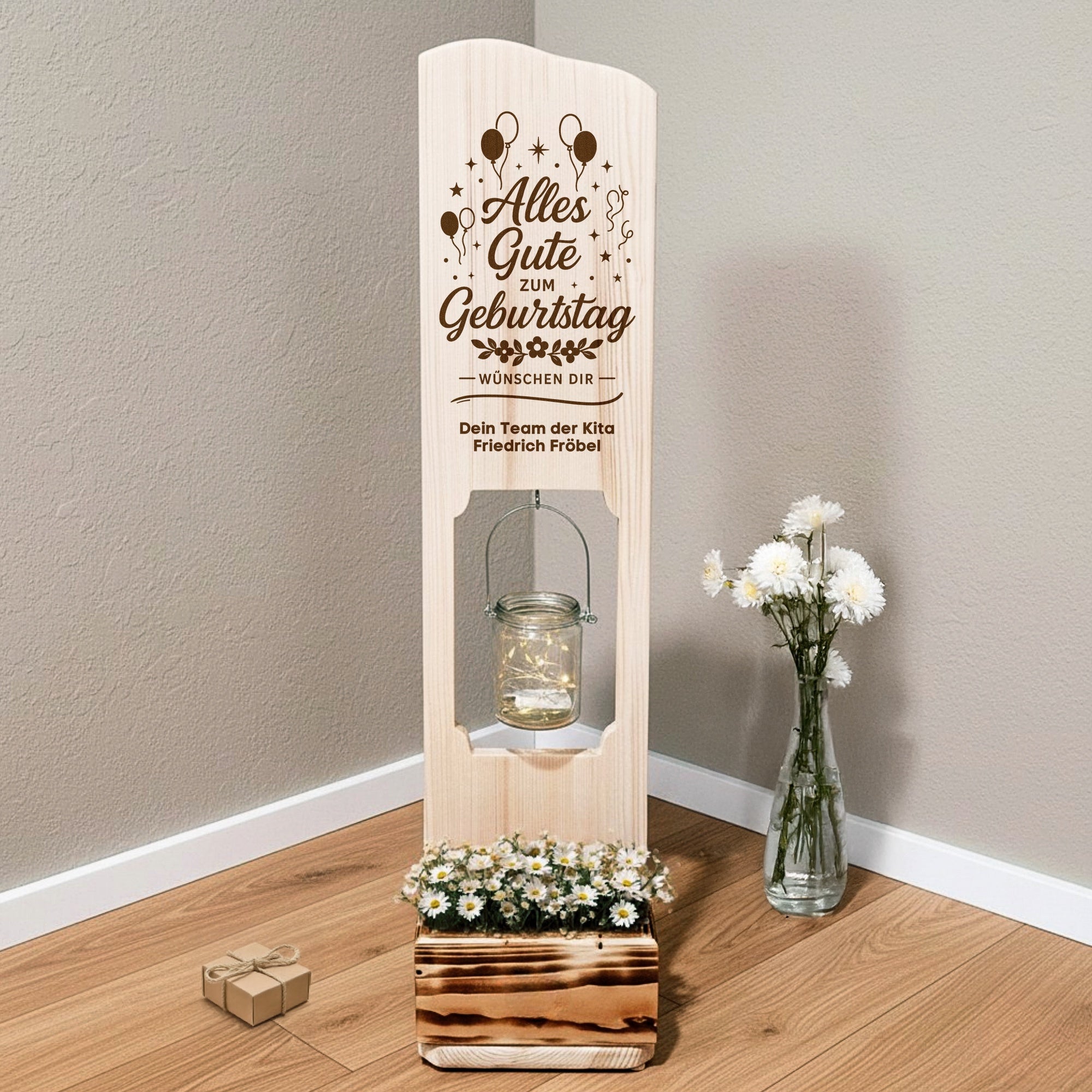 Holz Deko Schild – persönliches Geburtstagsgeschenk mit Gravur & Namen der Schenkenden