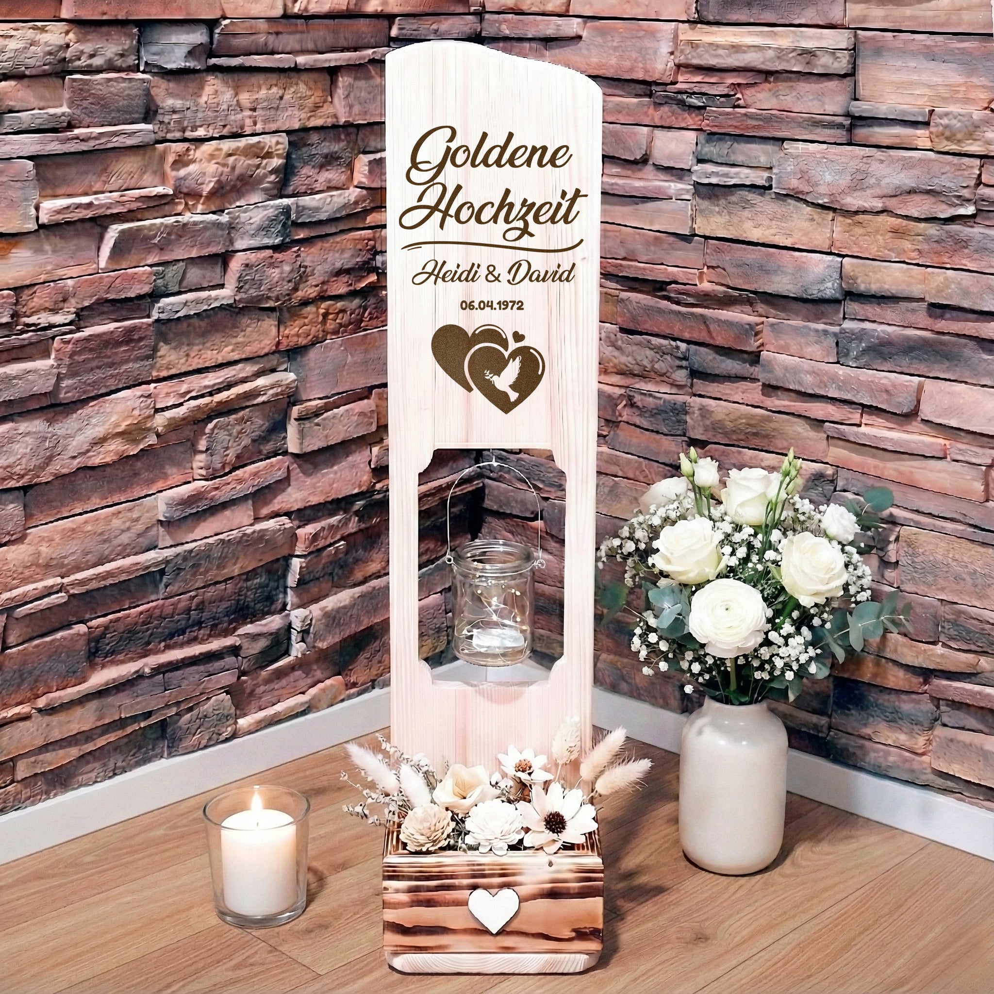 Holz Deko Schild – Goldene Hochzeit | Personalisierbar