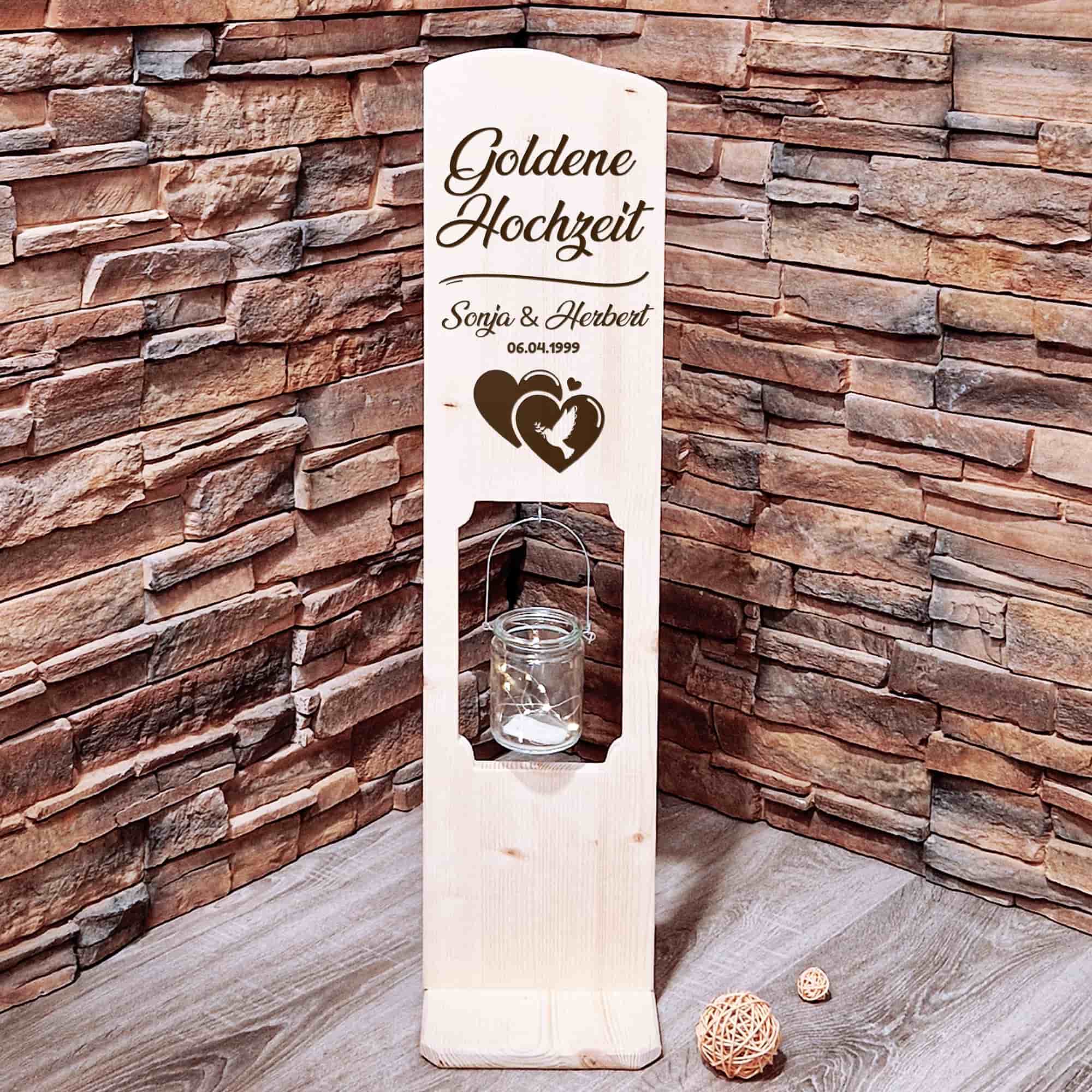 Holz Deko Schild – Goldene Hochzeit | Personalisierbar