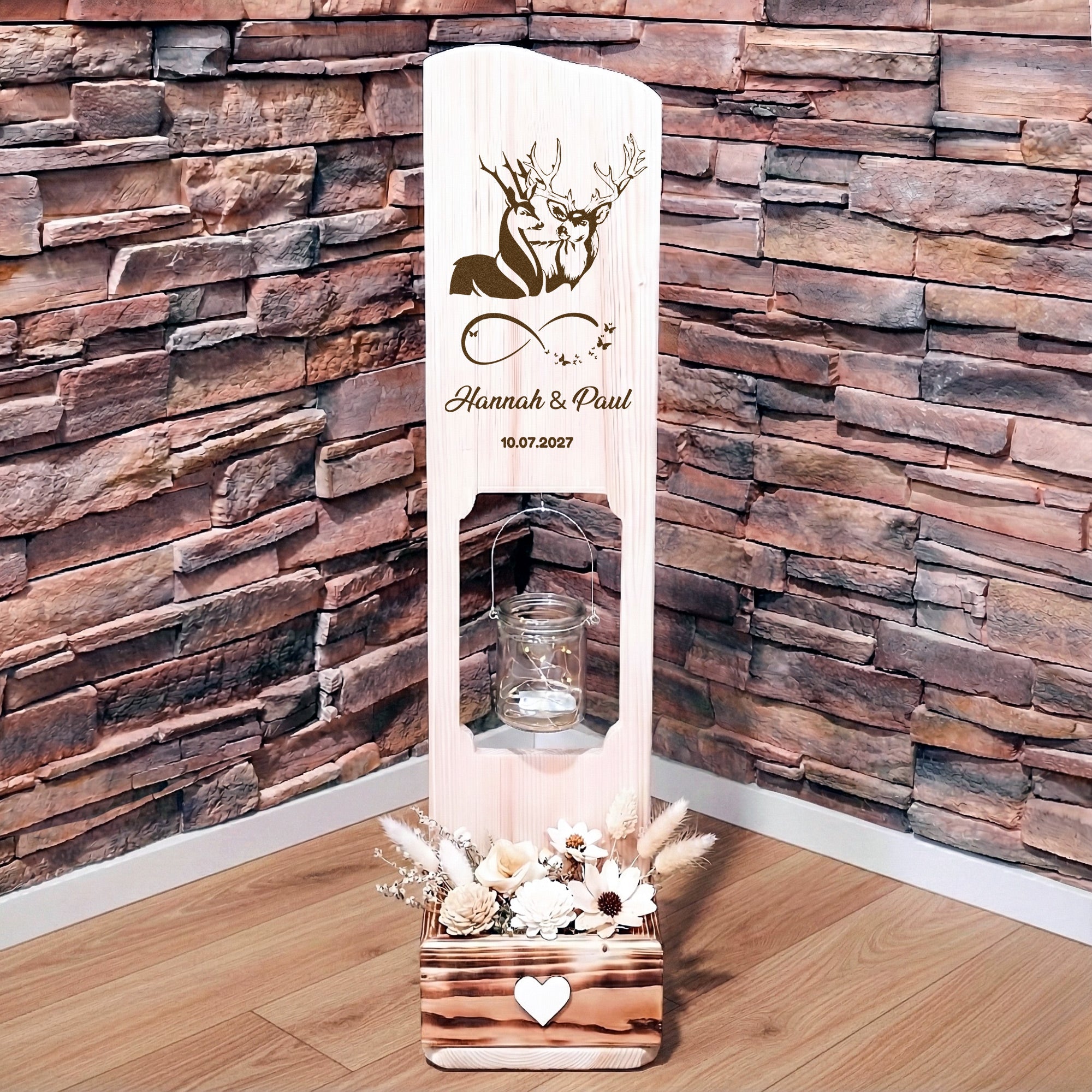 Holz Deko Schild – Hirschen-Hochzeit | Personalisierbar