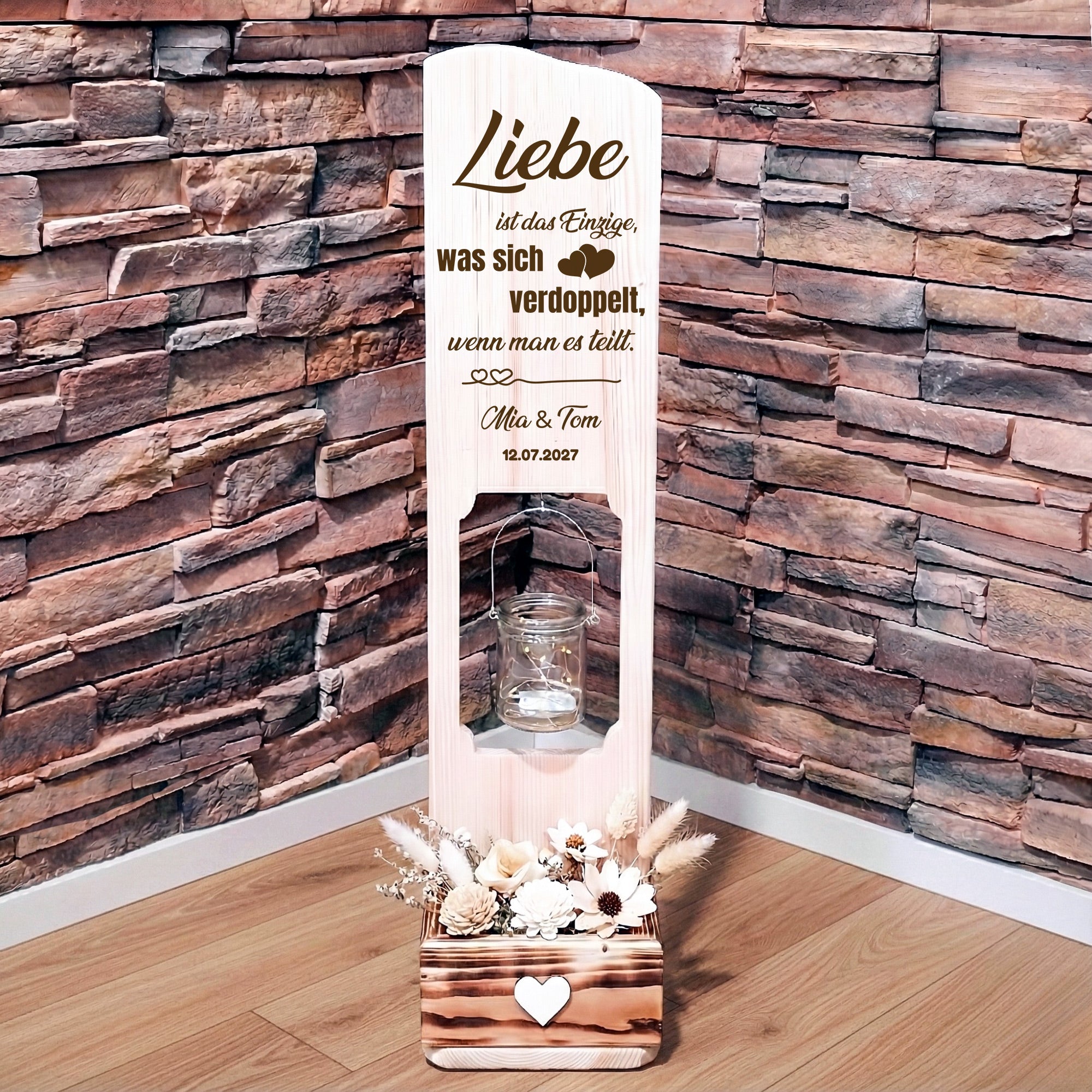 Holz Deko Schild – Doppelte Liebe | Personalisierbar