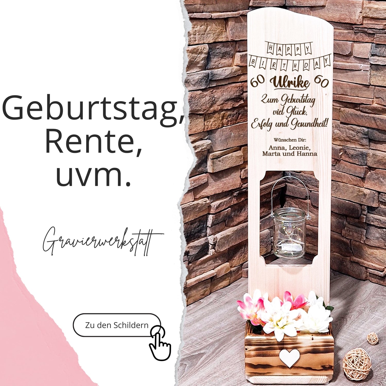 Holzschild - Geburtstag