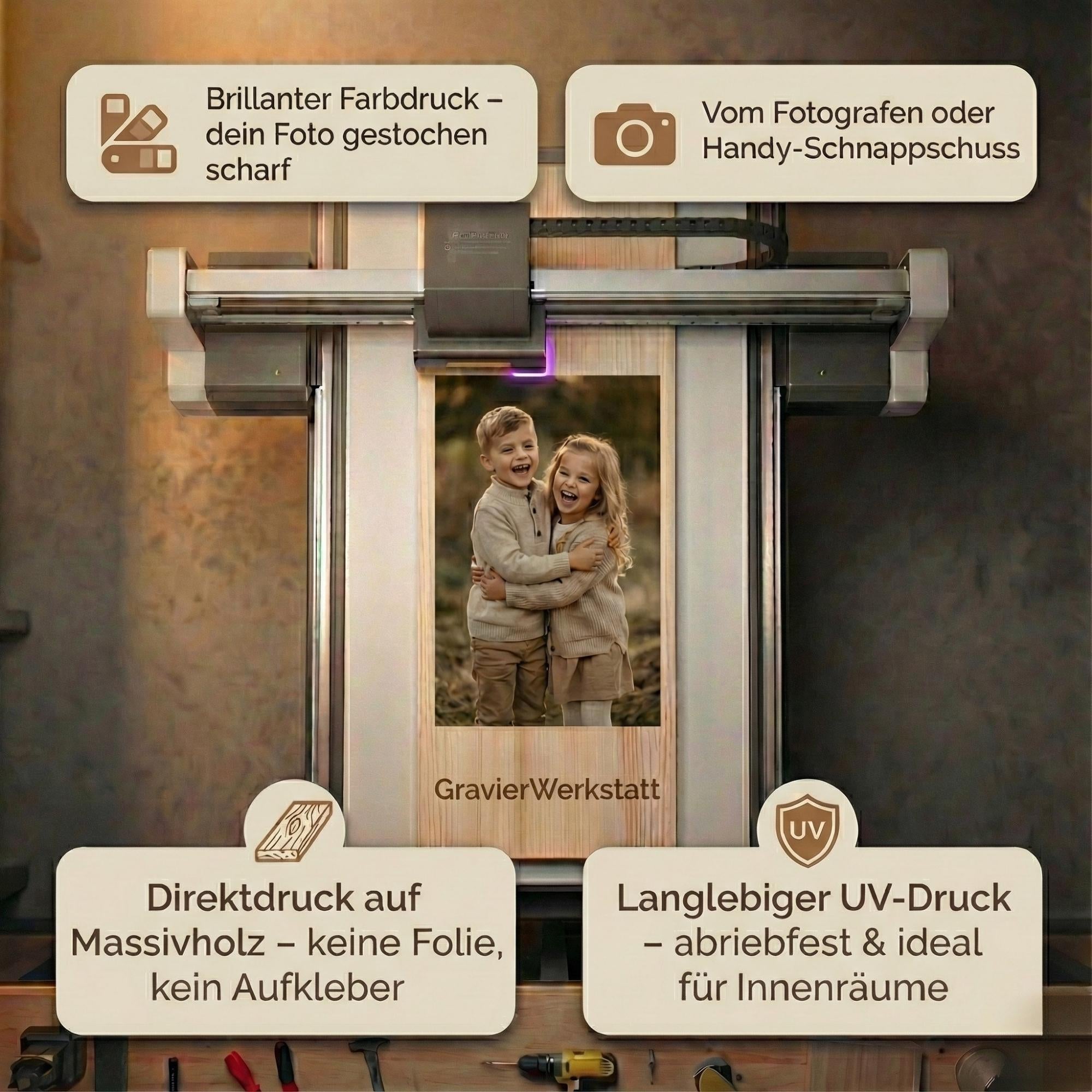 Holz Deko Schild – personalisiertes Geschenk für Mama mit Namen der Kinder & Foto
