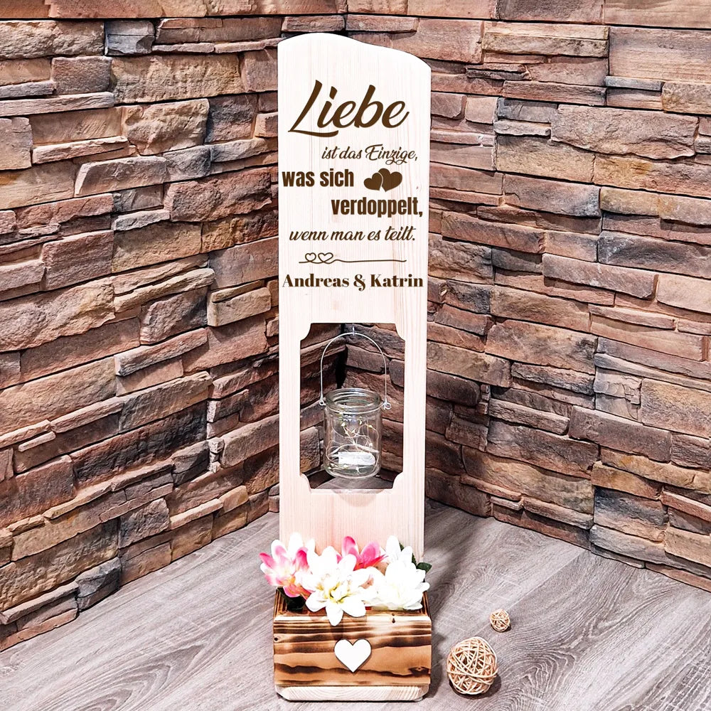 Holz Deko Schild – Doppelte Liebe | Personalisierbar