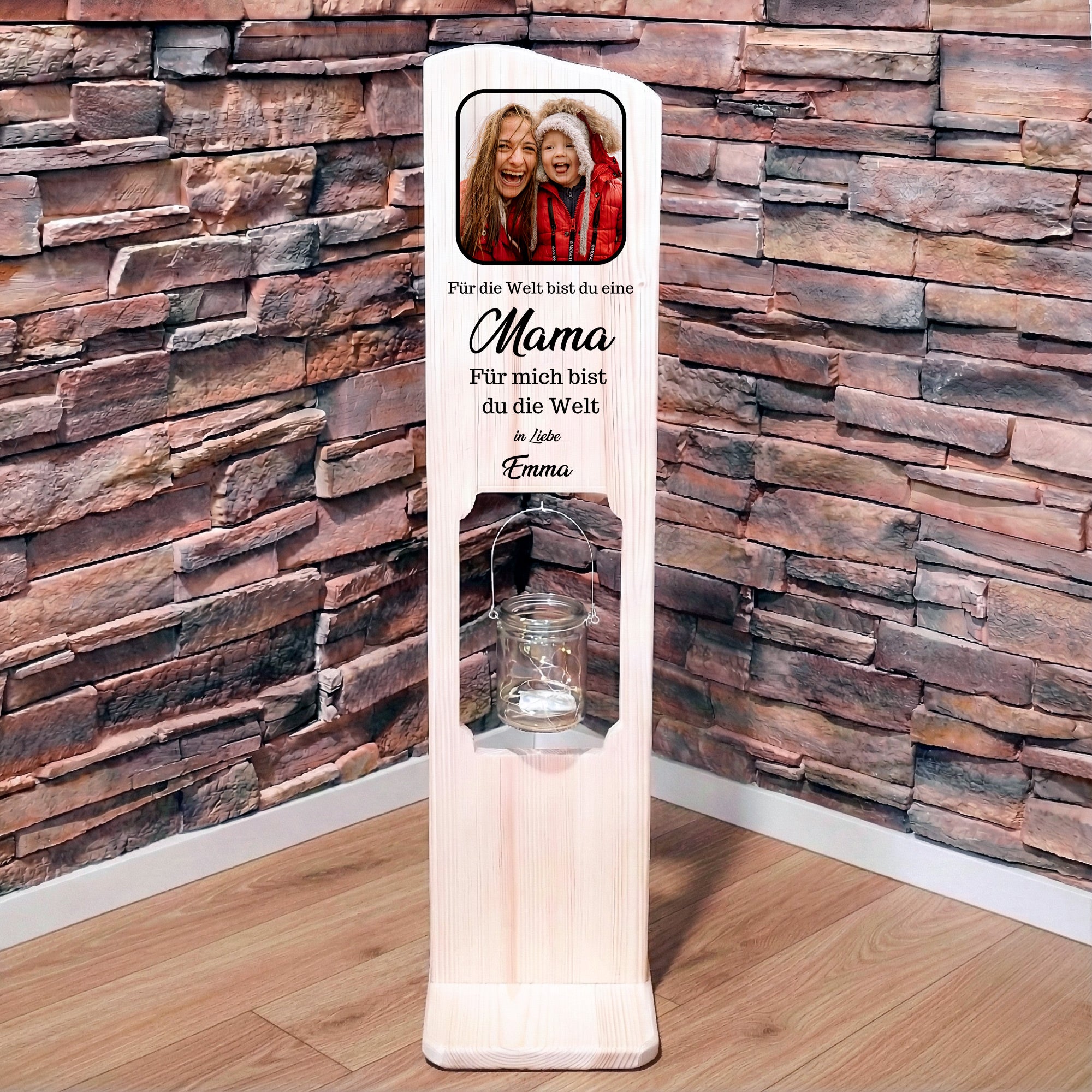 Holz Deko Schild – personalisiertes Geschenk für Mama mit Namen der Kinder & Foto