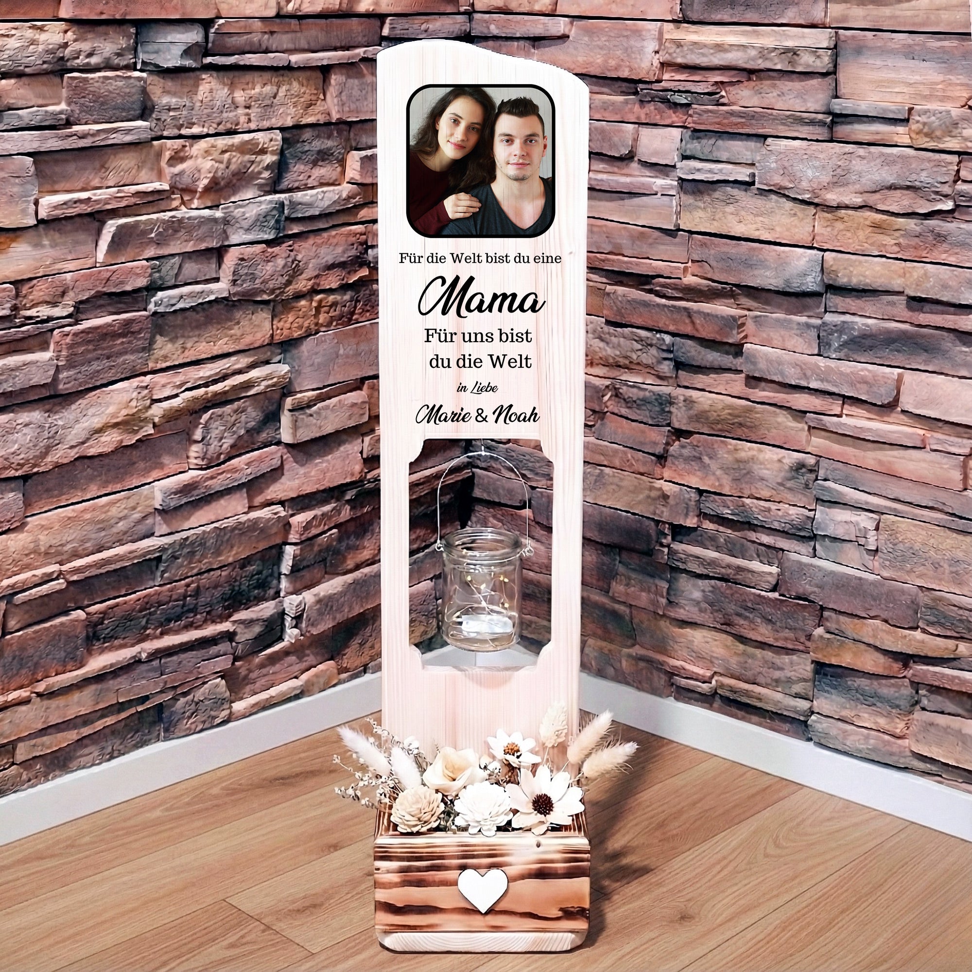 Holz Deko Schild – personalisiertes Geschenk für Mama mit Namen der Kinder & Foto