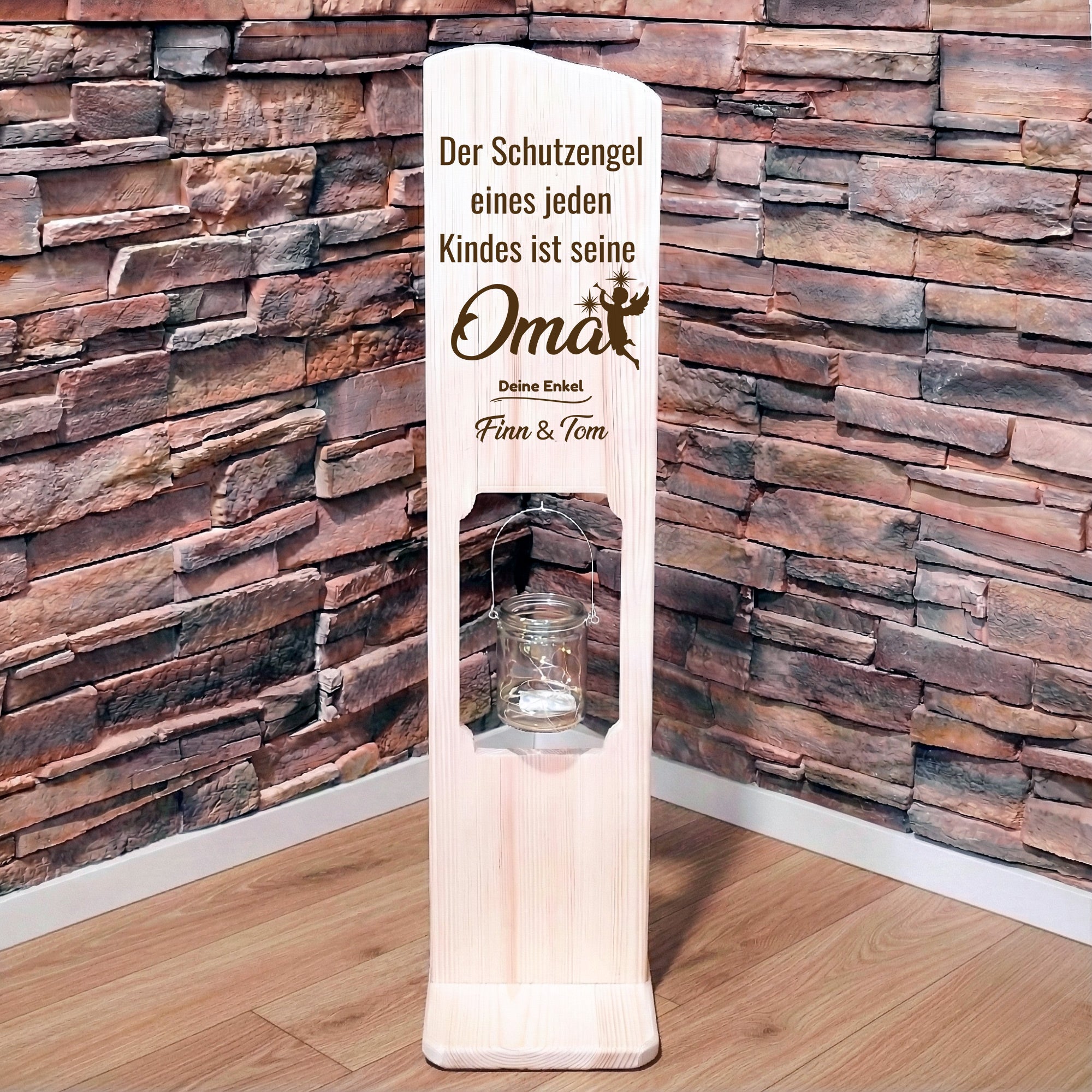 Holz Deko Schild – Oma & Opa – Die Schutzengel eines jeden Kindes – Personalisiert mit Namen – Lasergravur