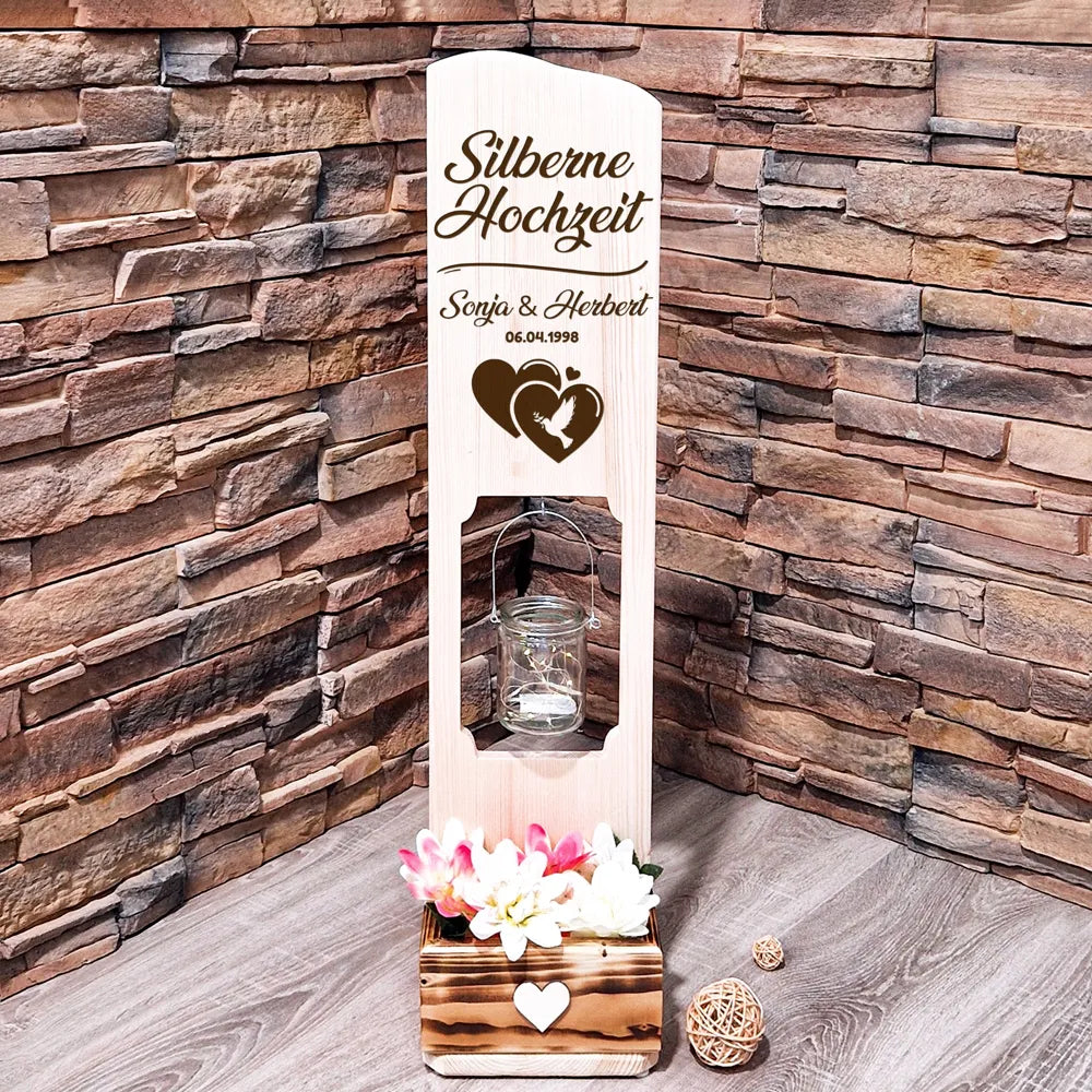 Holz Deko Schild – Silberne Hochzeit | Personalisierbar