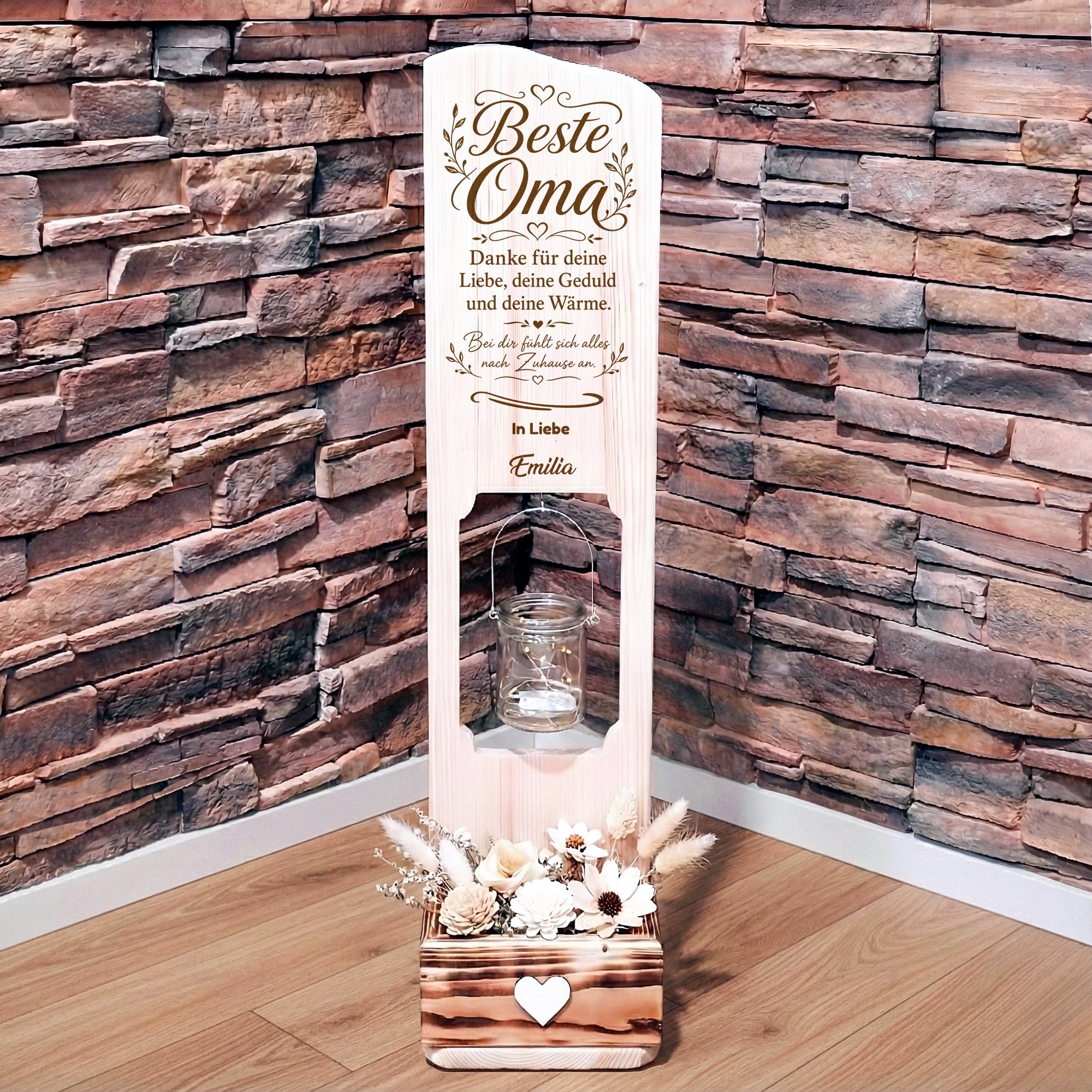 Holz Deko Schild – Beste Oma – Personalisiertes Geschenk für Oma mit Wunschname – Lasergravur