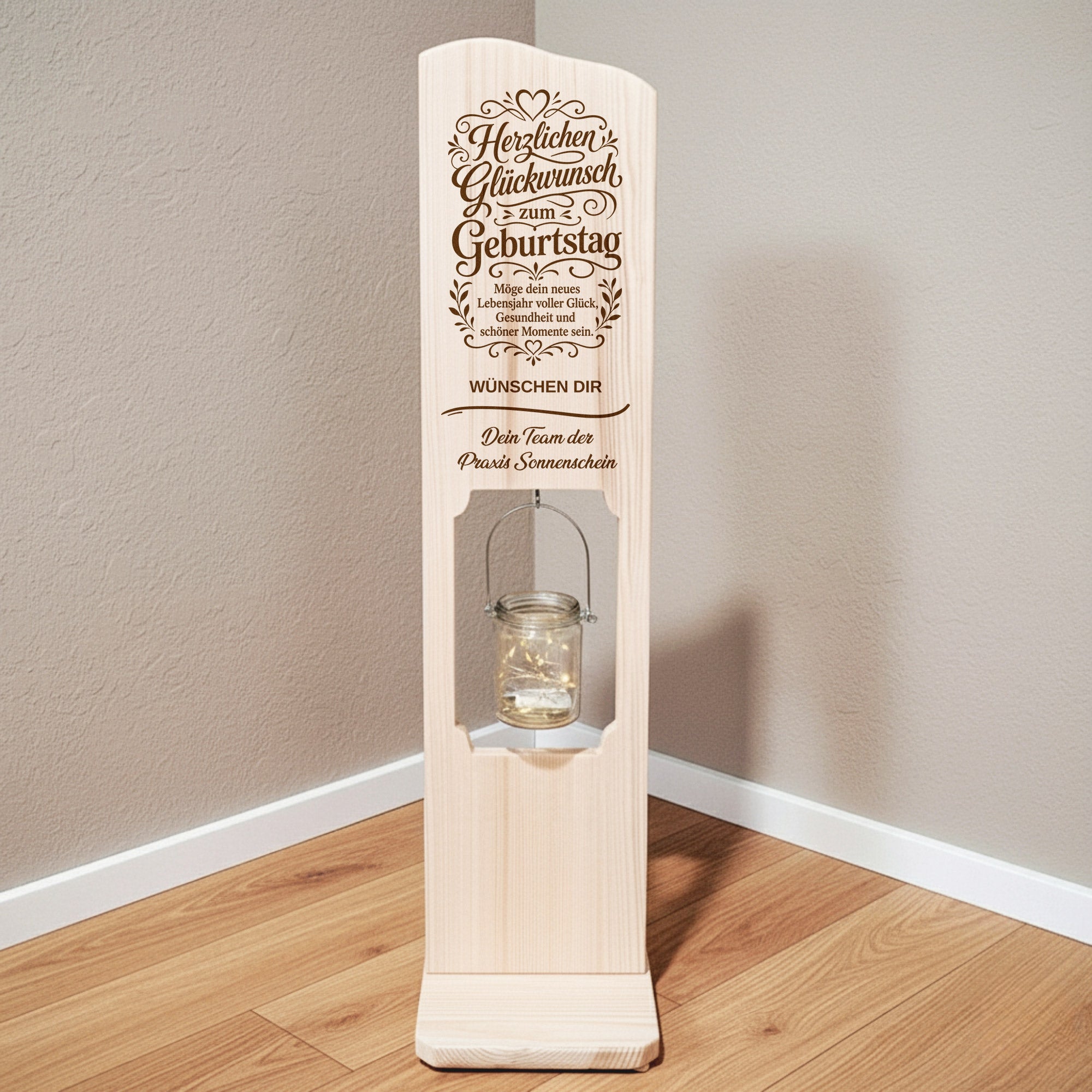Holz Deko Schild – Herzlichen Glückwunsch zum Geburtstag – Personalisiertes Geburtstagsgeschenk mit Wunschnamen – Lasergravur