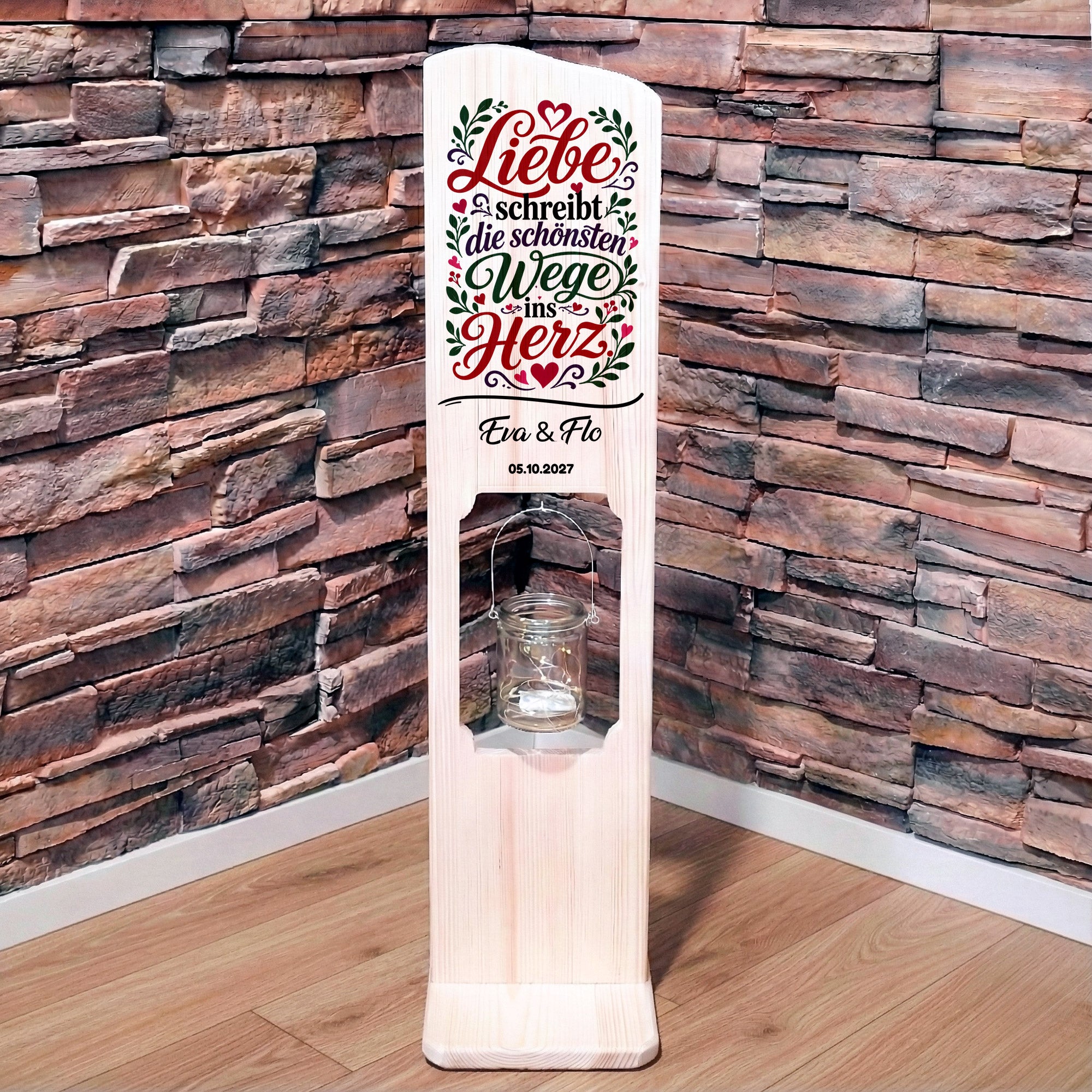 Holz Deko Schild Hochzeit farbig personalisiert – Liebe schreibt die schönsten Wege