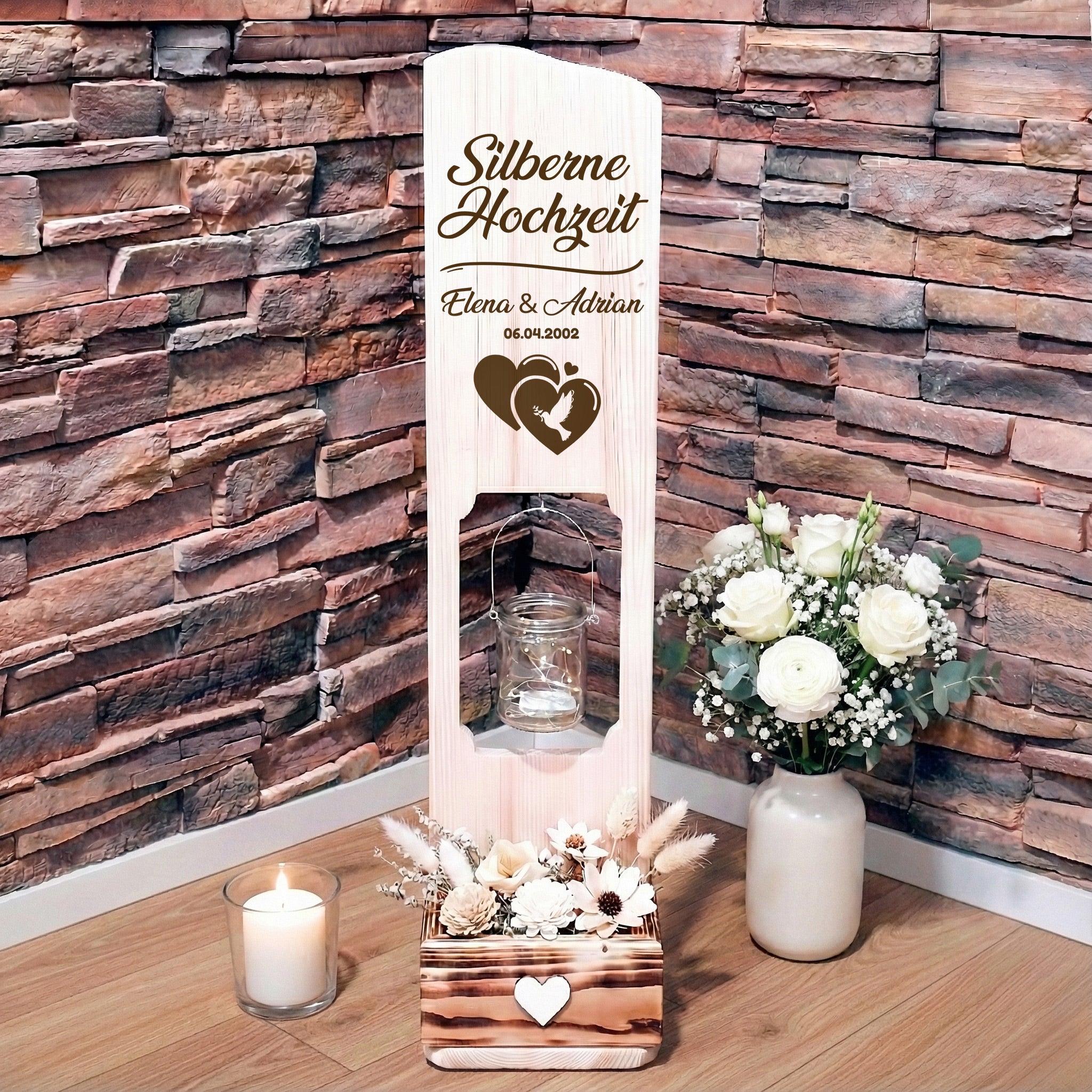 Holz Deko Schild – Silberne Hochzeit | Personalisierbar