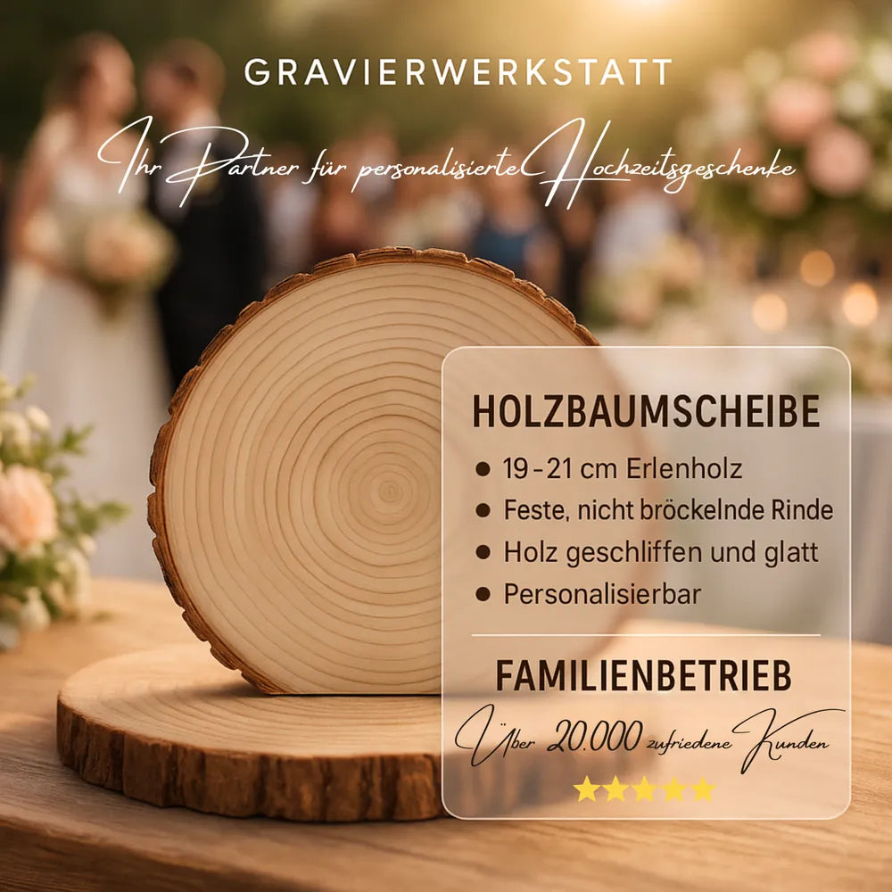 Baumscheibe – Personalisiert mit Namen & Datum – Hand in Hand ein Leben lang