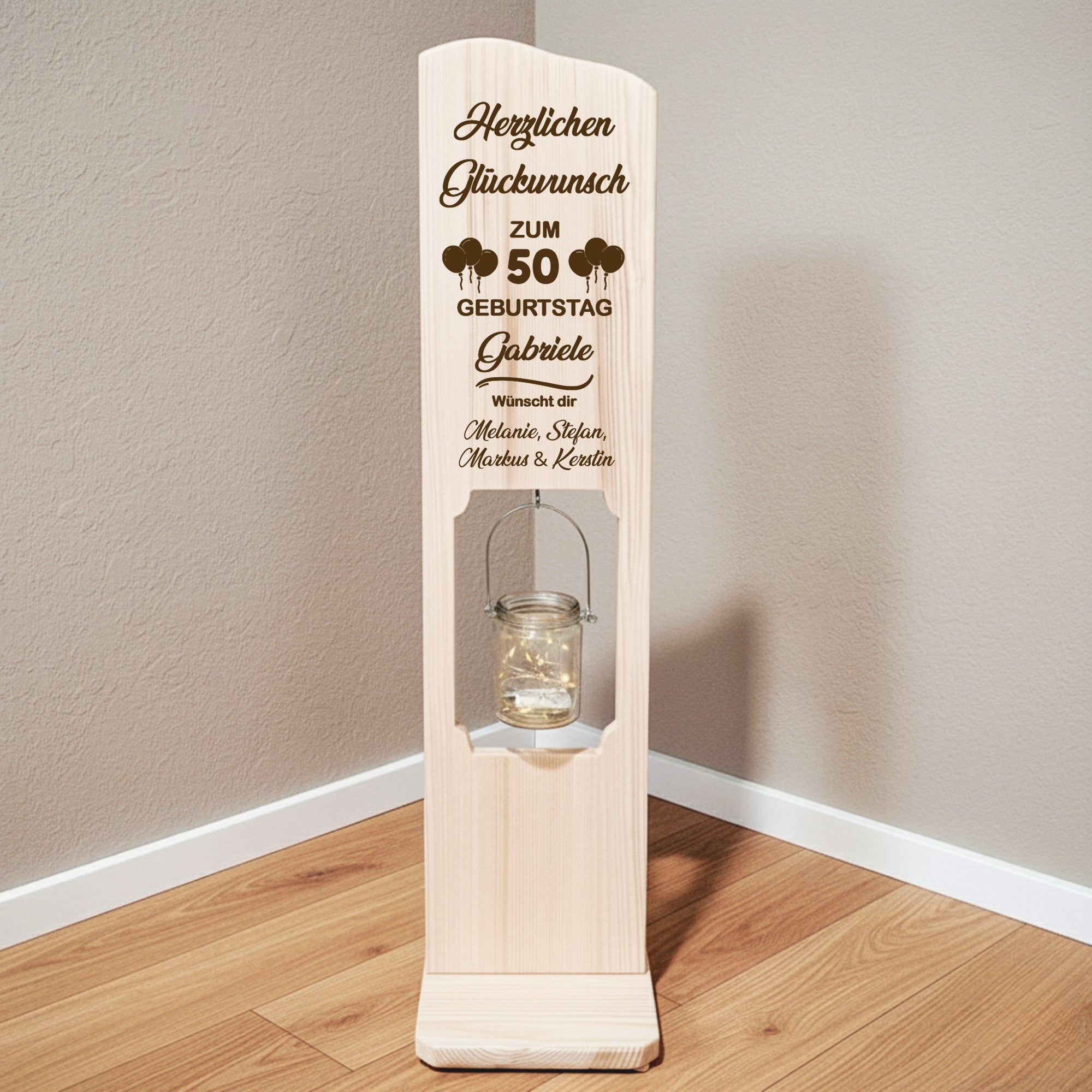 Holz Deko Schild – Geburtstagsgeschenk mit Wunschzahl, Gravur & persönlicher Widmung