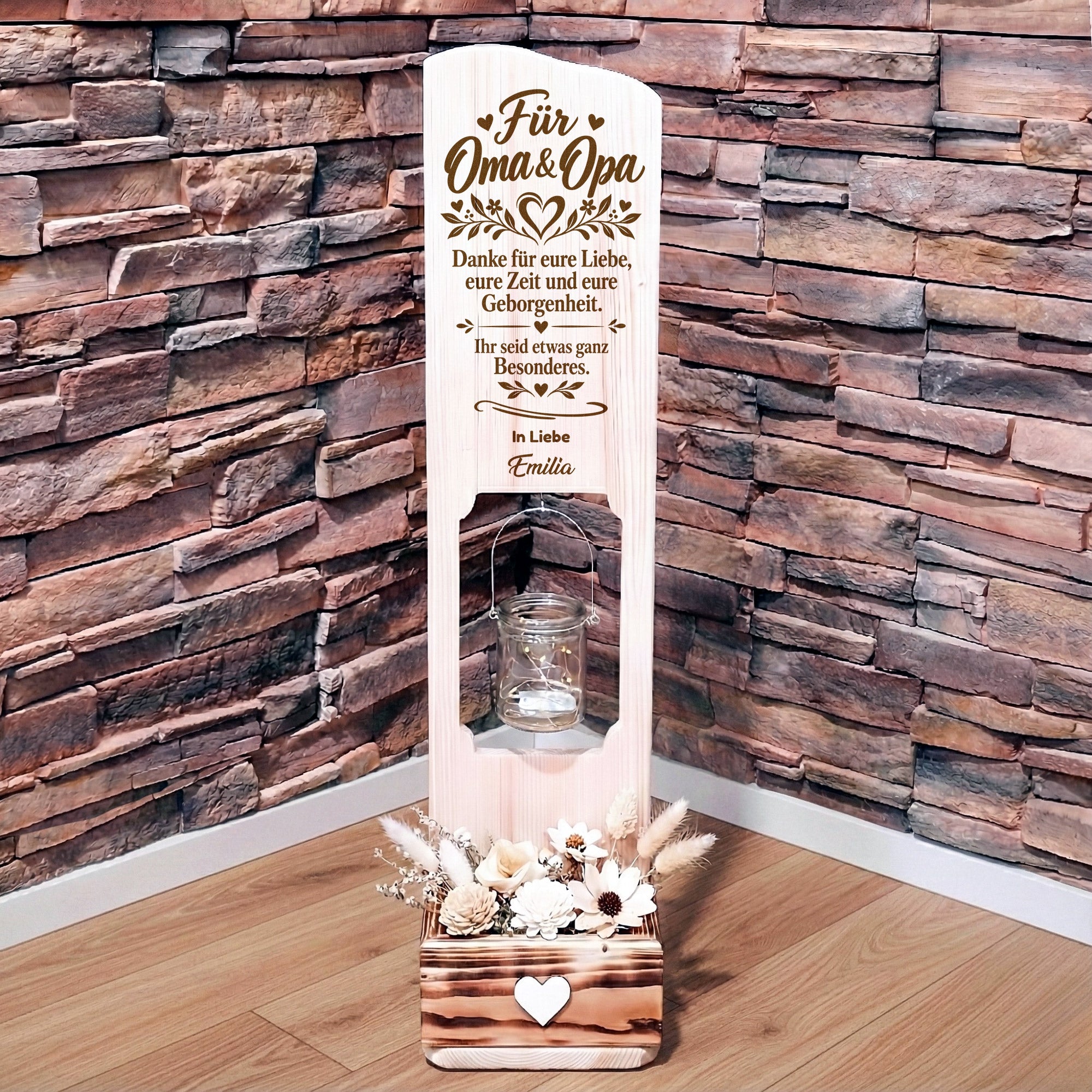 Holz Deko Schild für Oma & Opa – Personalisiertes Geschenk für Großeltern mit Lasergravur