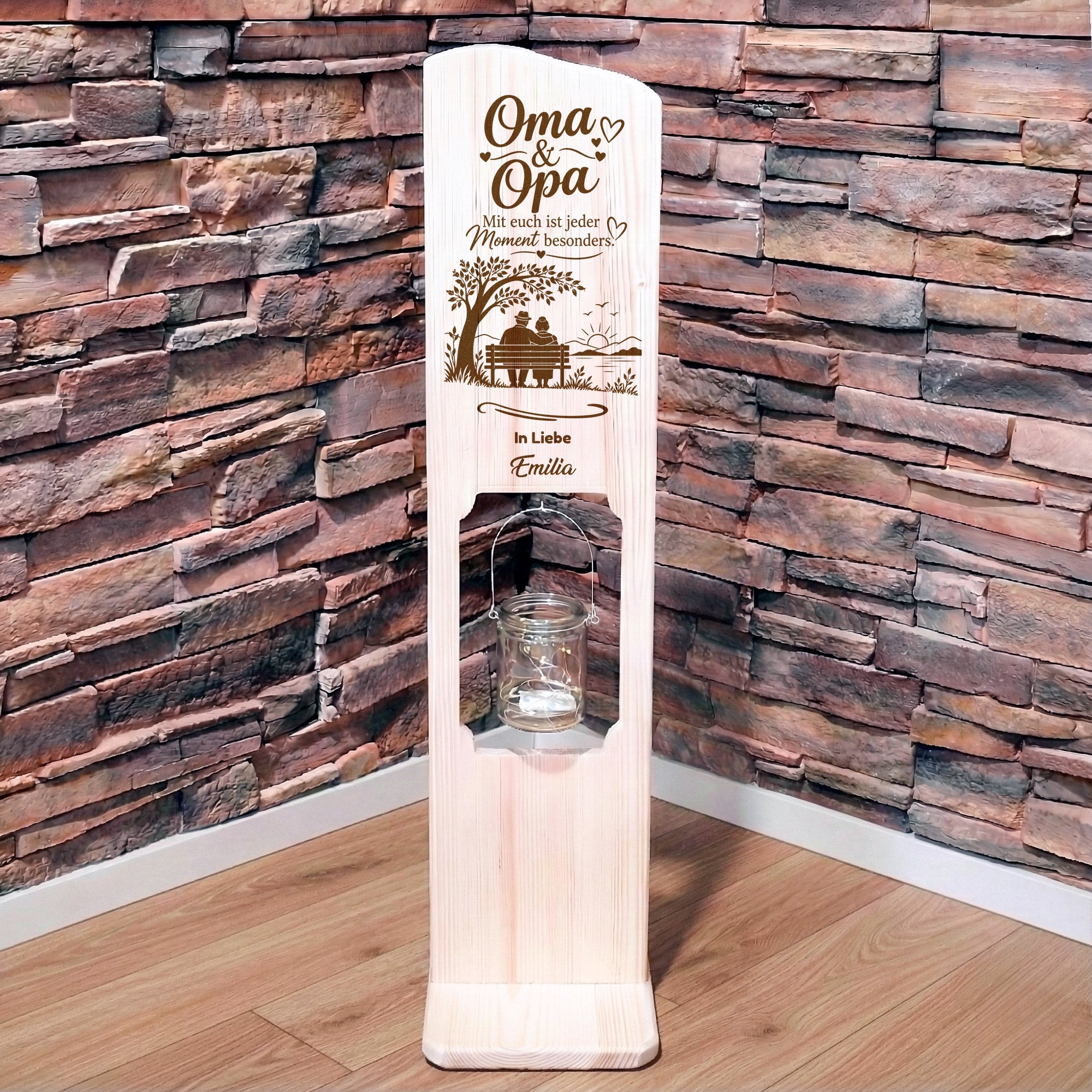 Holz Deko Schild – Oma & Opa – Mit euch ist jeder Moment besonders – Personalisiertes Geschenk mit Lasergravur