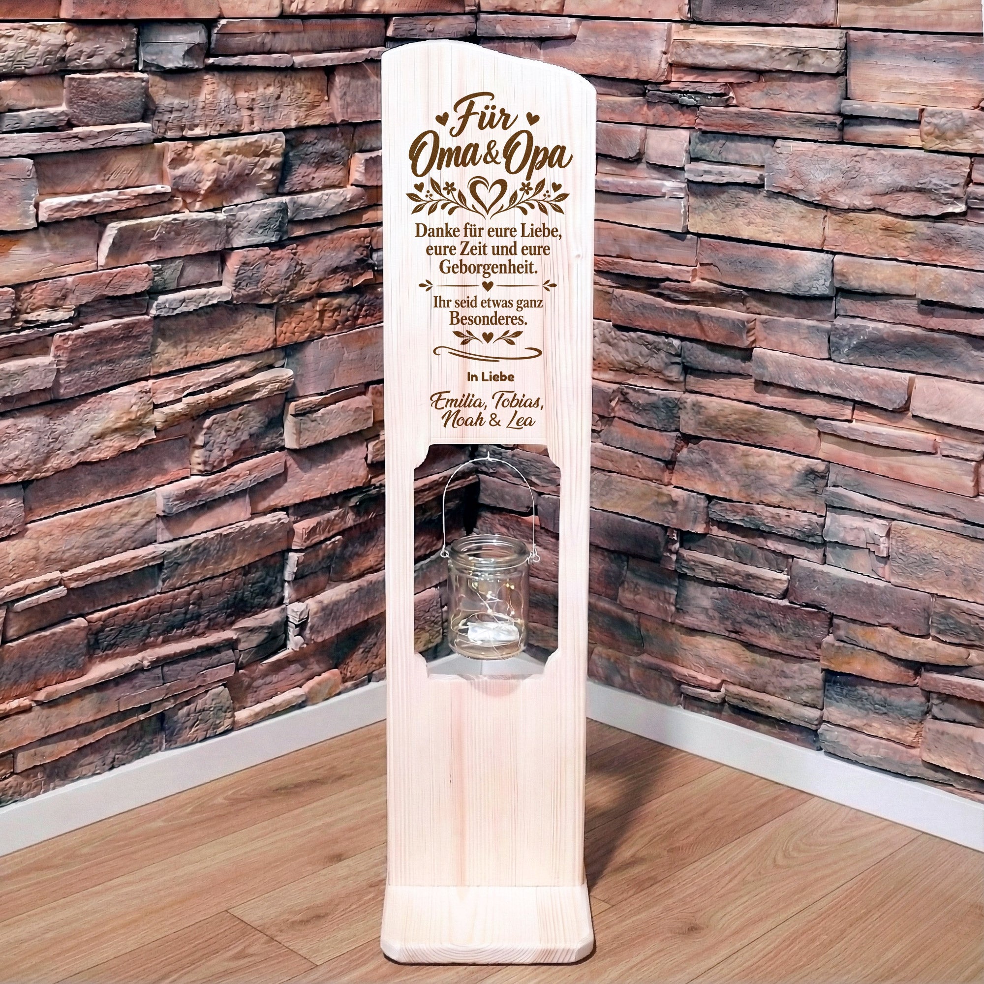 Holz Deko Schild für Oma & Opa – Personalisiertes Geschenk für Großeltern mit Lasergravur