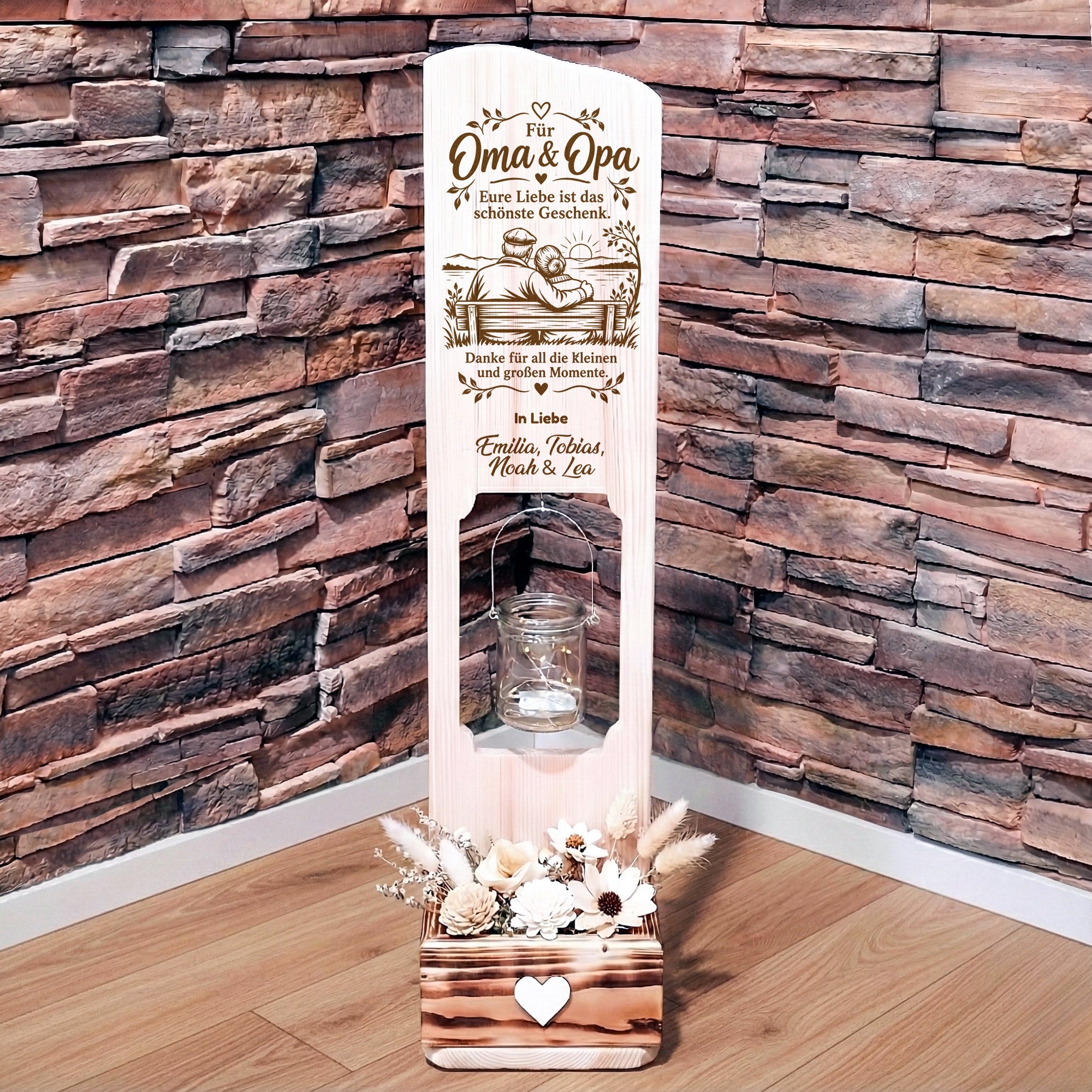 Holz Deko Schild – Oma & Opa – Mit euch ist jeder Moment besonders – Personalisiertes Geschenk mit Lasergravur