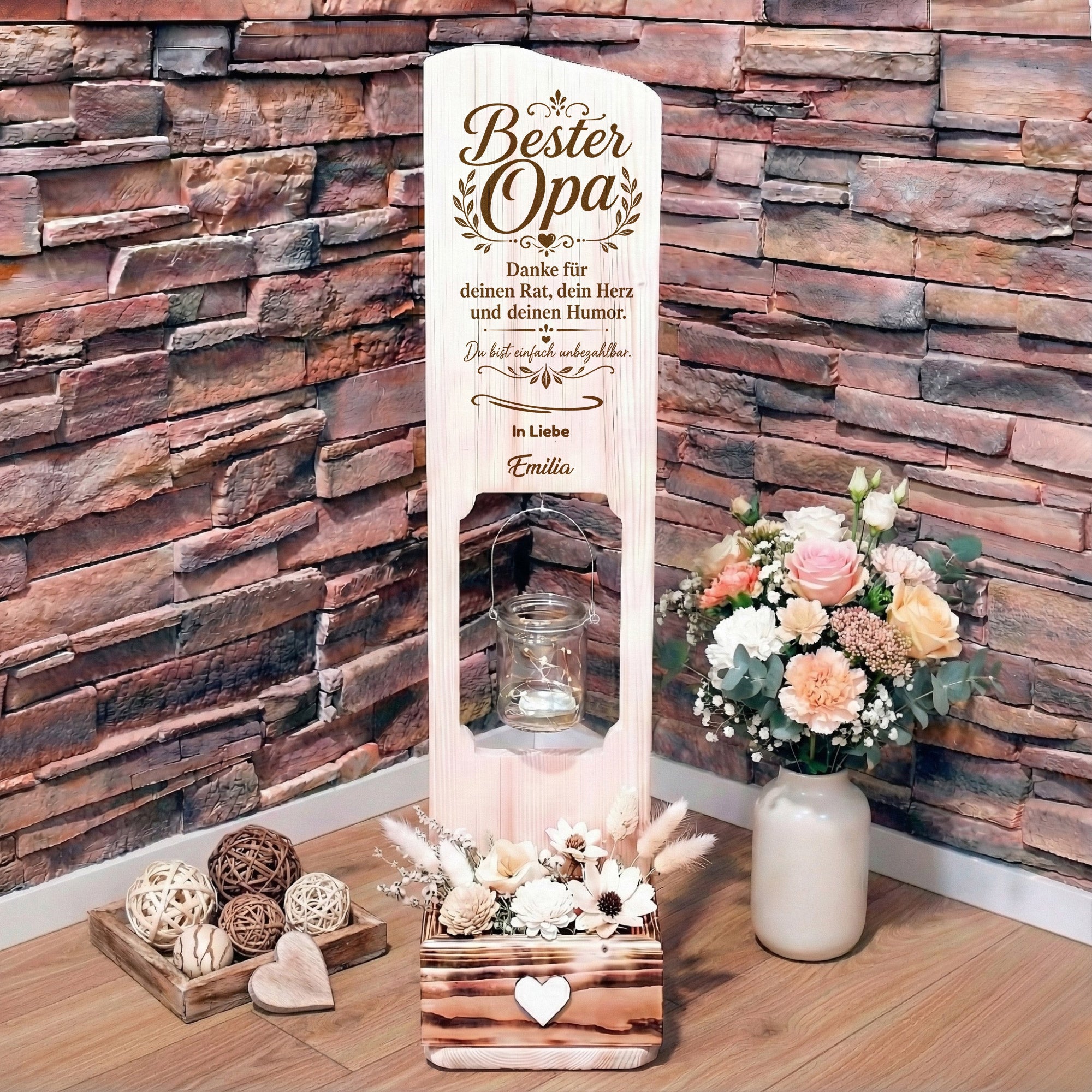 Holz Deko Schild – Bester Opa – Personalisiertes Geschenk für Opa – Lasergravur