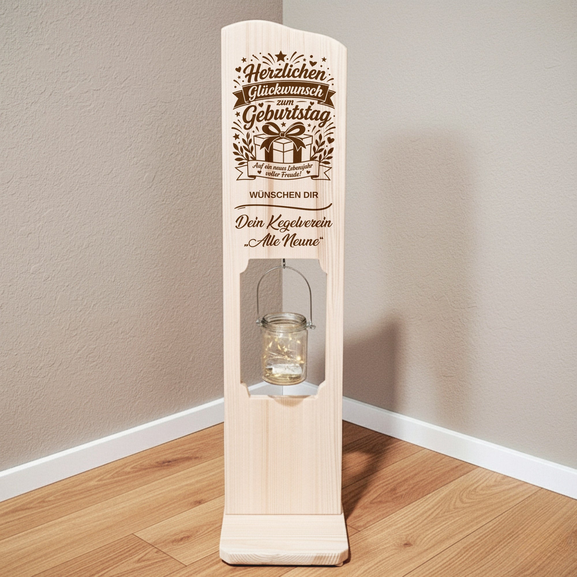 Holz Deko Schild – Herzlichen Glückwunsch zum Geburtstag – Personalisiertes Geburtstagsgeschenk mit Wunschtext – Lasergravur