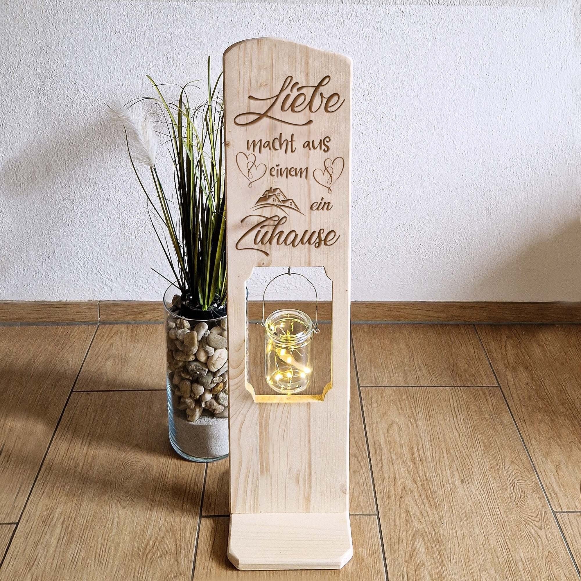 Holzaufsteller Willkommensschild Eingangsschild  mit Laterne