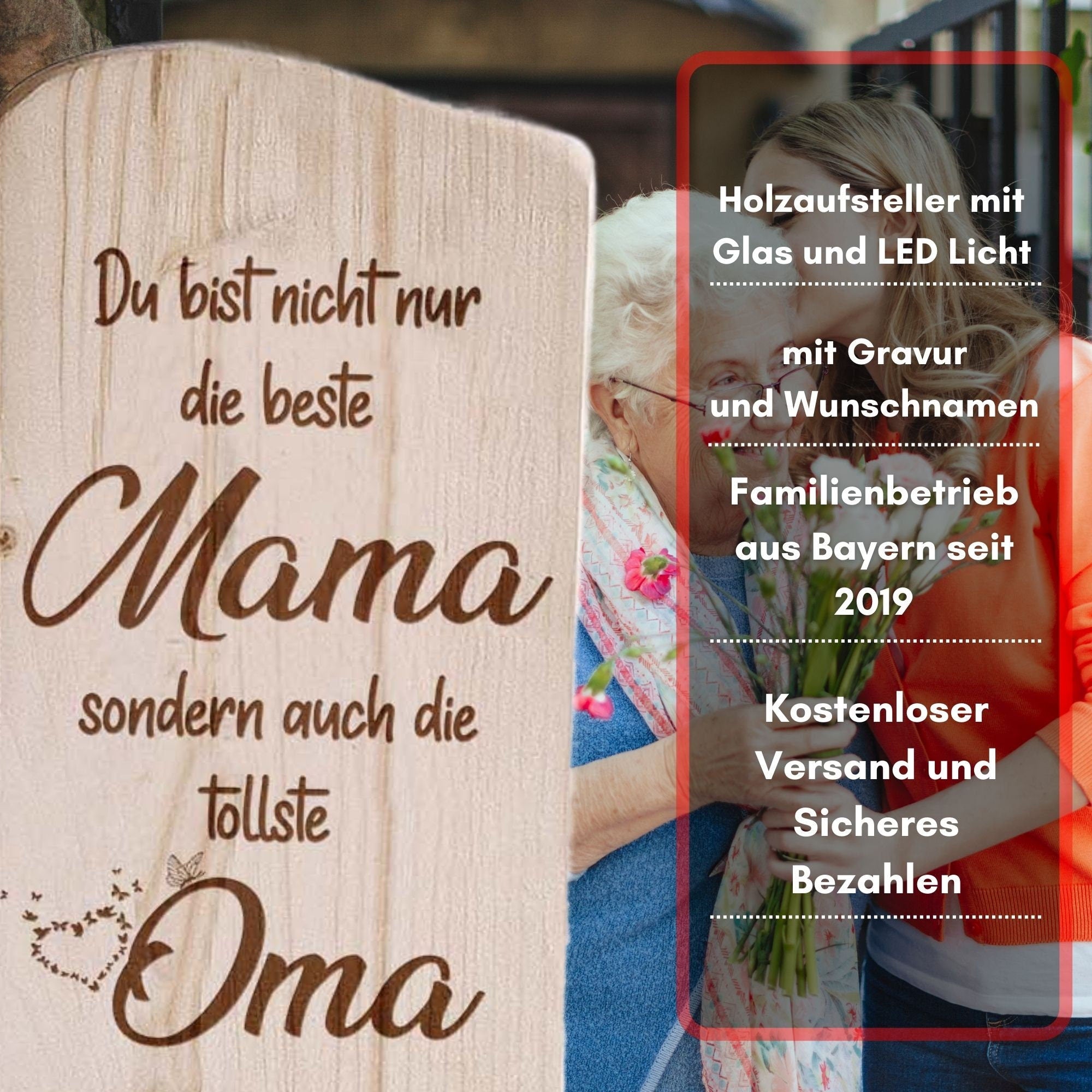 Holzschild Holzaufsteller mit Oma Spruch | Geschenk für die Oma